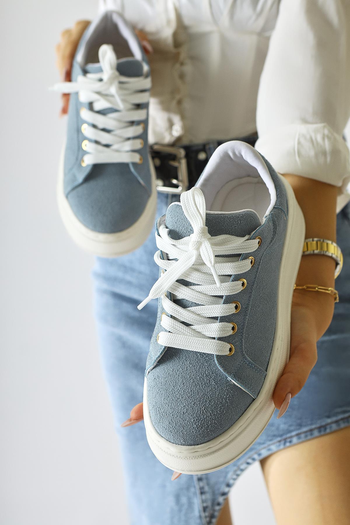 Lubica Blue Suede Chunky Sole Sneakers