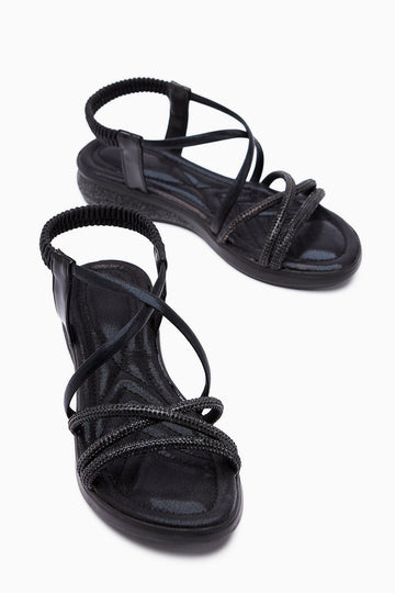 Taida Black Gemstone Women's Sandals