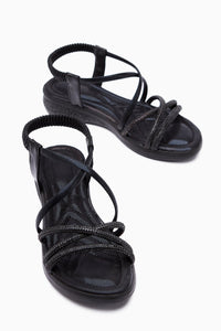 Taida Black Gemstone Women's Sandals