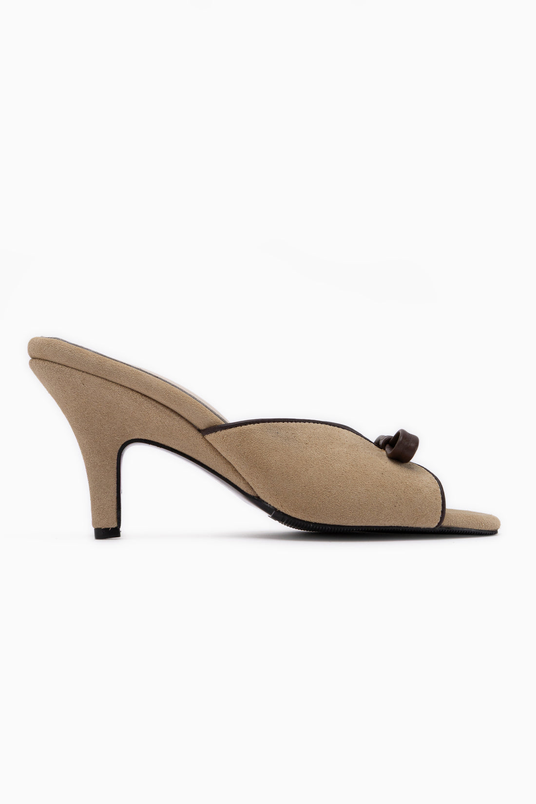 Meri Genuine Leather Beige Suede Heeled Women’s Slippers
