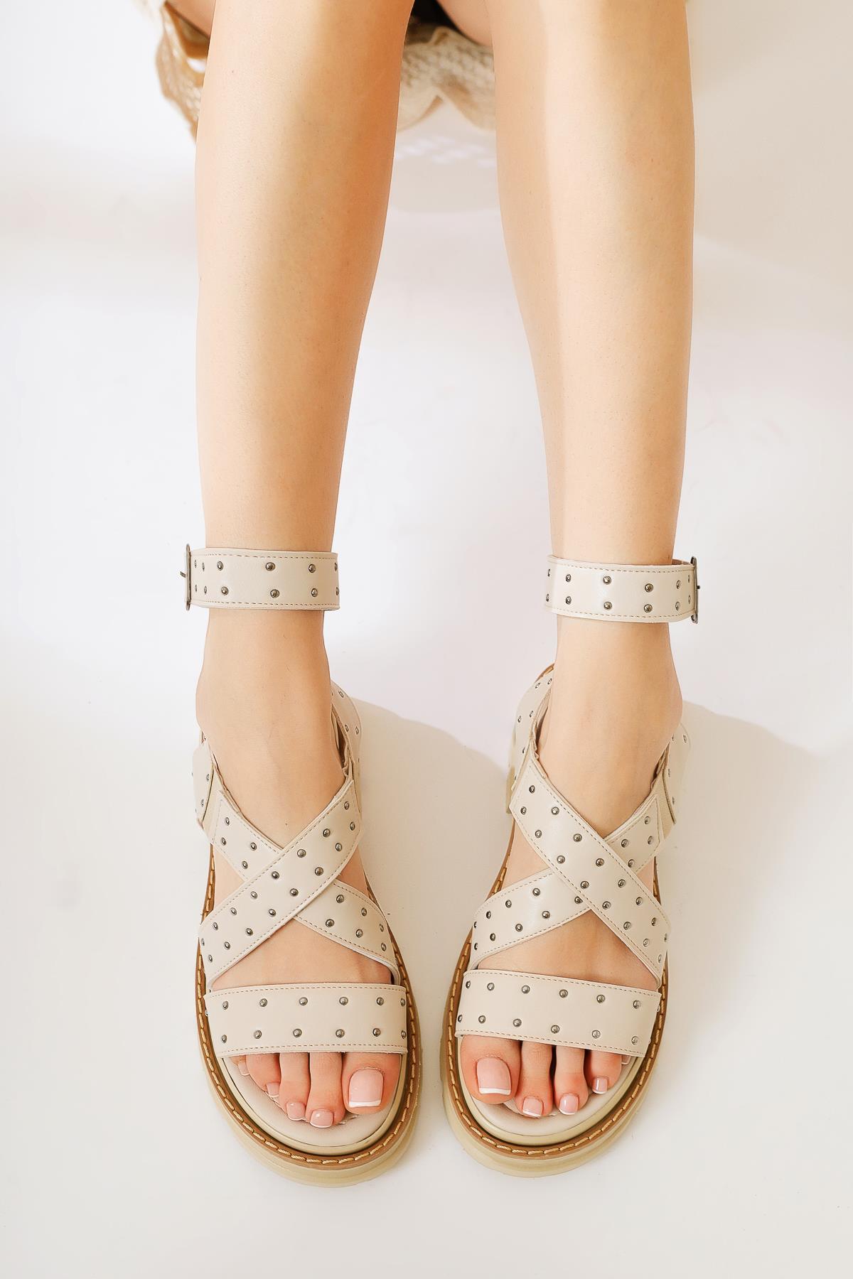 Winifred Beige Belt Detail Sandal