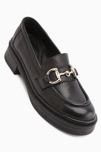 Adelia Genuine Leather Black Suede Buckled Women’s Loafer Casual Shoes