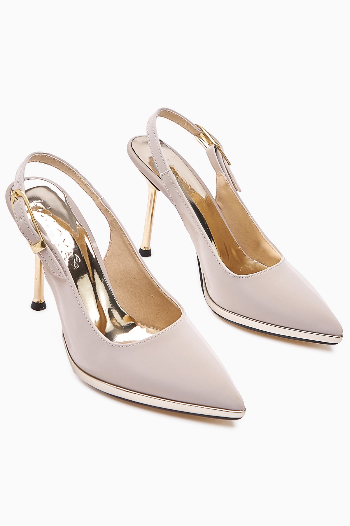 Maren Beige Buckled Slim Heeled Women’s Shoes