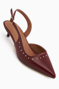 Marica Burgundy Short Heeled Women’s Shoes