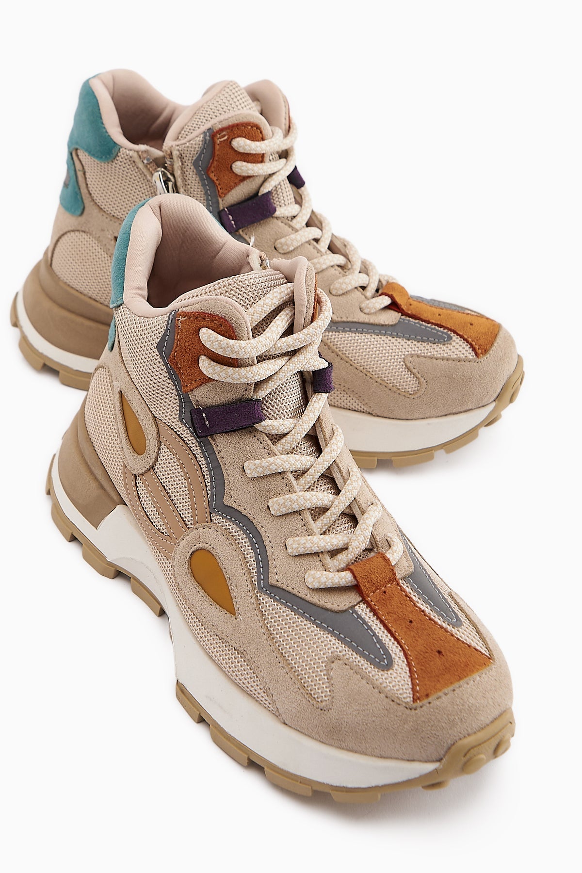 Emma – Nude Suede-Detail Lace-Up Sneaker (Women)