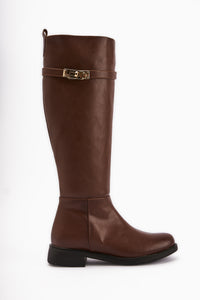 Kanako Tan Accessorized Zippered Short Heeled Boots