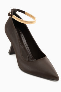 Lora Brown Ankle Strap Pointed Toe Women’s Heeled Shoes