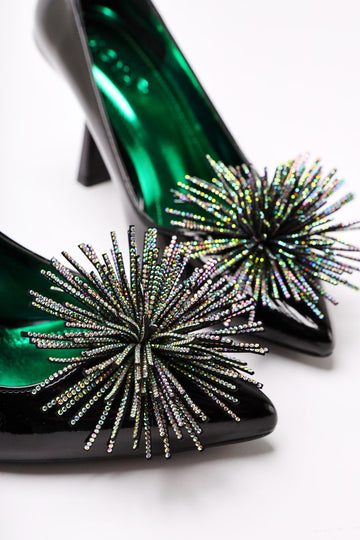 Choi – Black Patent Pointed-Toe Stone-Embellished Tassel-Detail Heeled Shoe (Women)