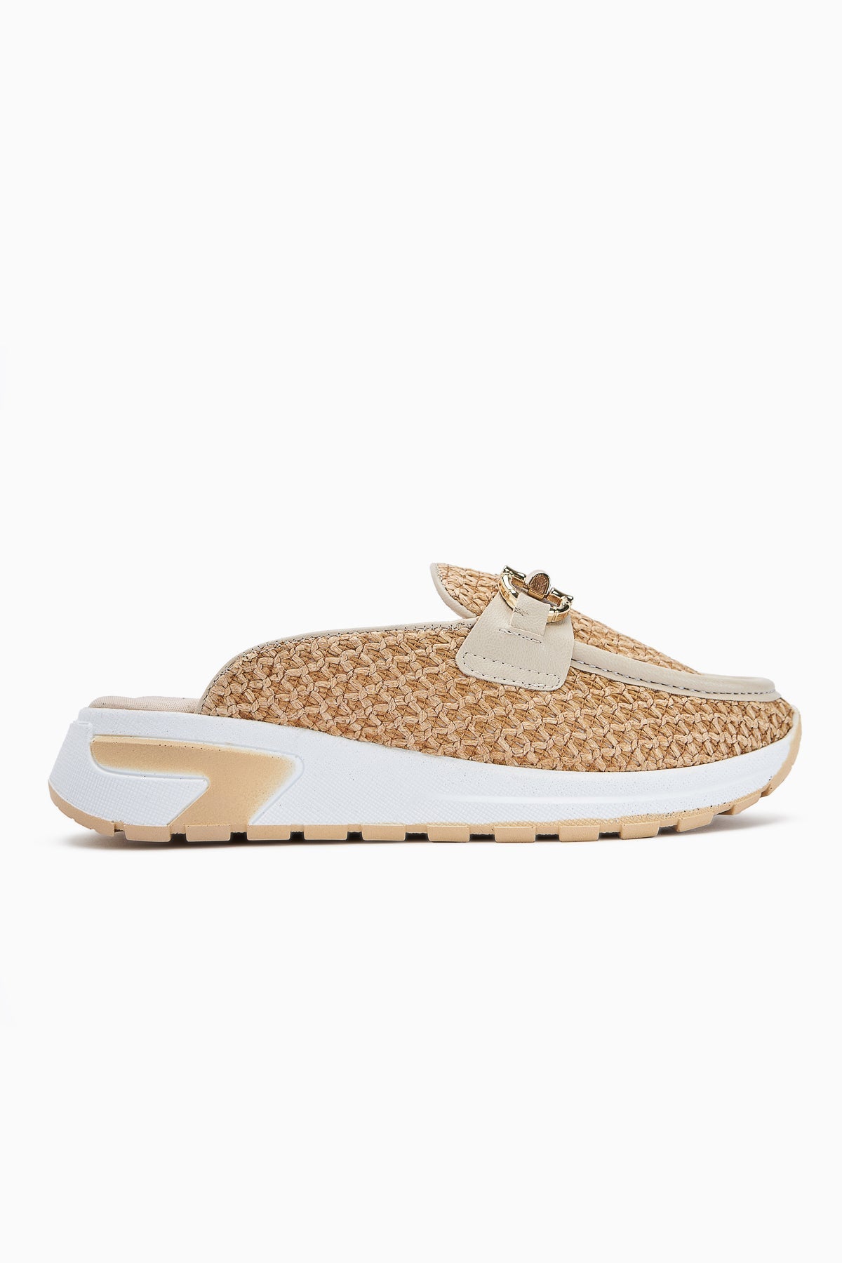 Diana Nude Buckled Closed Toe Chic Women's Wicker Slipper