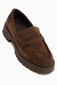 Justina Brown Suede Thick Sole Women’s Loafer Casual Shoes