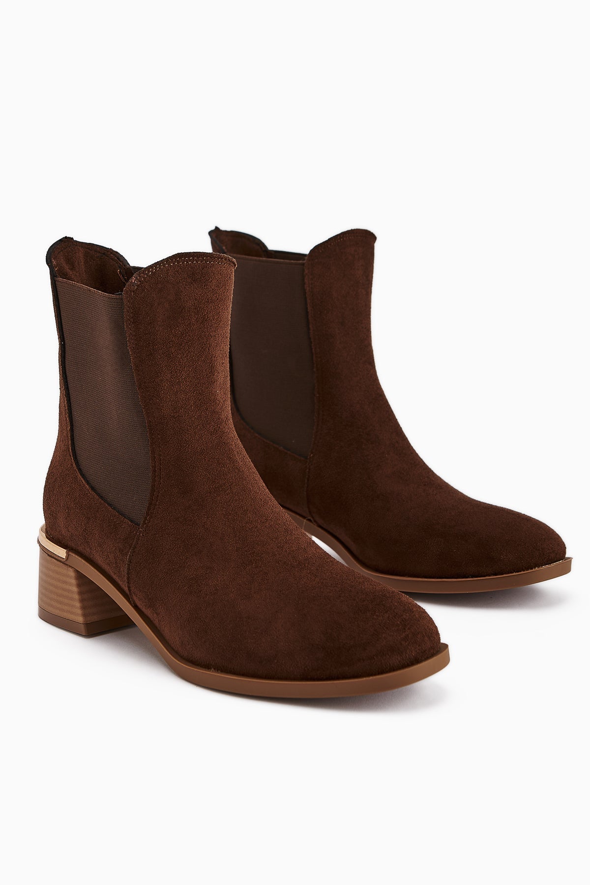 Verna – Brown Suede Elastic Heeled Boot (Women)