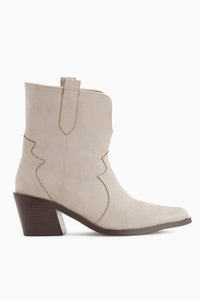 Erica Beige Suede Heeled Western Women’s Boots