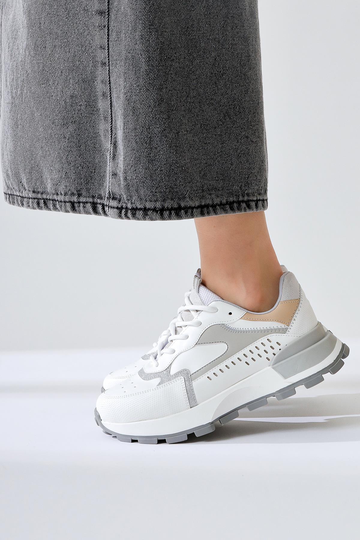 Sin White Lace-Up High-Sole Sneakers