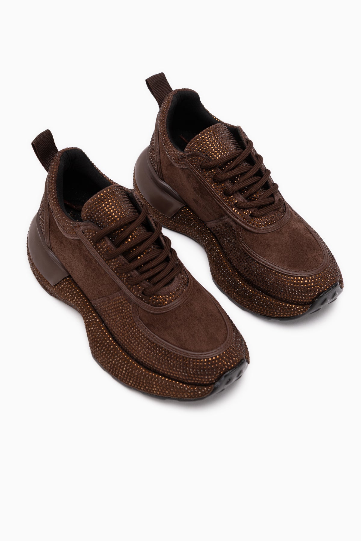 Helena Brown Suede Stone Detailed Women’s Sneakers