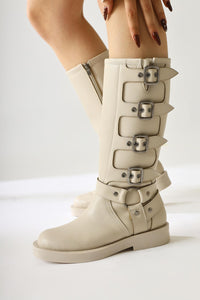 Luella Beige Belt Accessorized Zippered Boot
