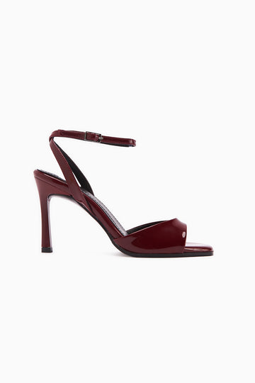 Nova Burgundy Patent Buckled Thin Heeled Women’s Shoes