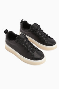 Lina Women's Genuine Leather Black Sneakers