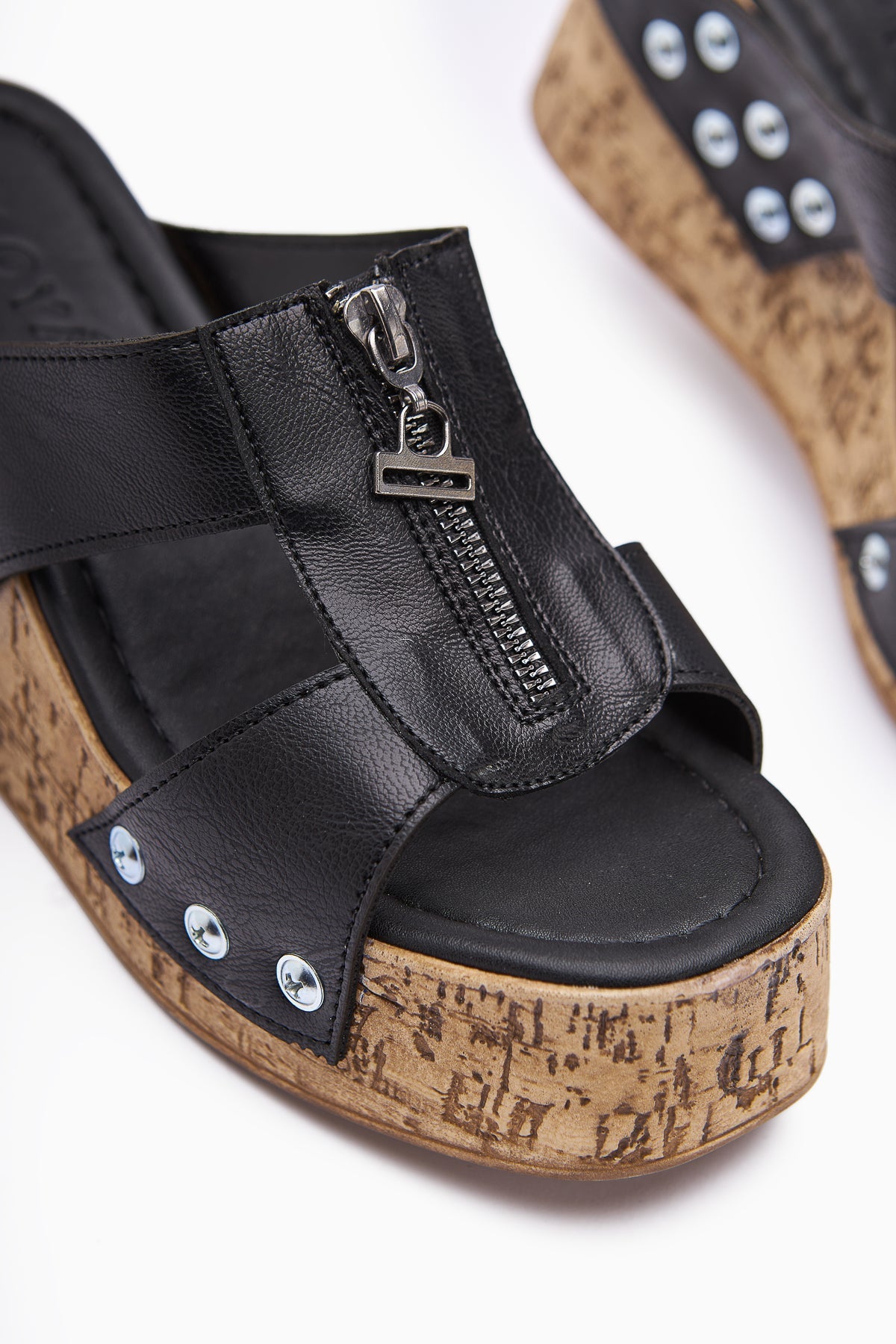 Goldis Black Screw Detail Women's Slides