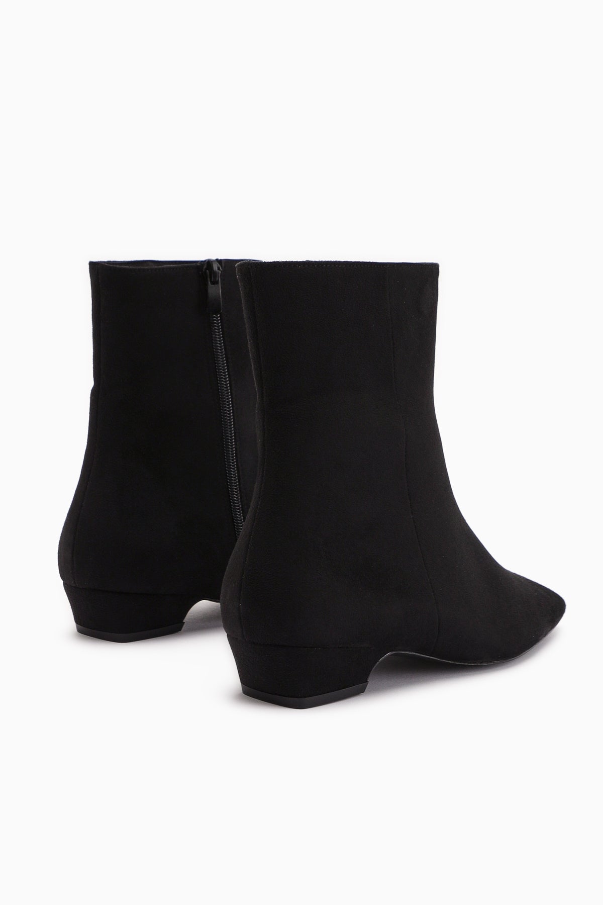 Grace Black Suede Low-Heeled Square-Toe Women's Boot