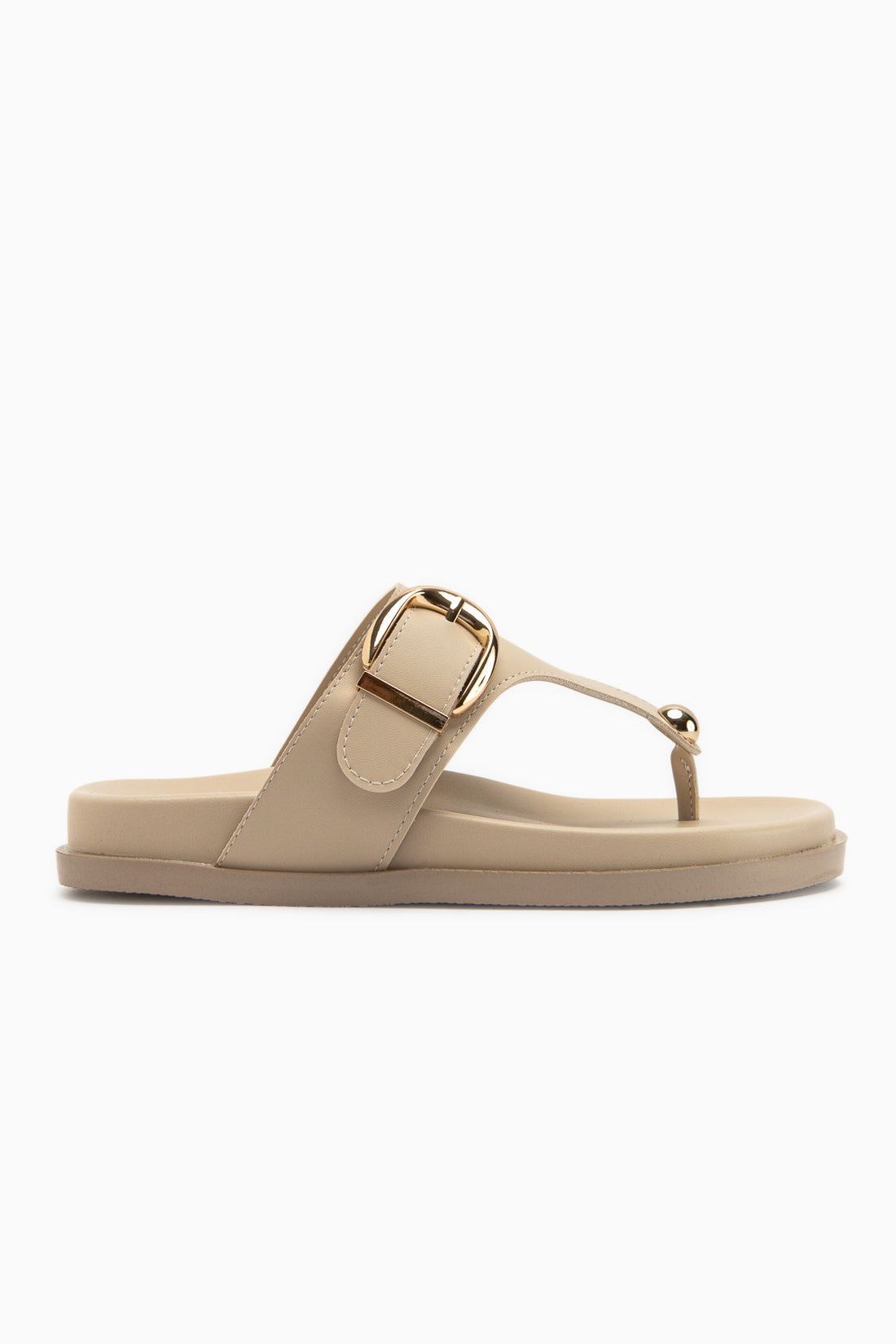 Lumi Beige Buckle Detailed Women’s Flip Flop