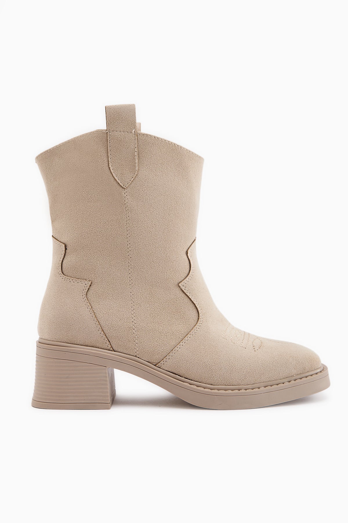 Mindra Beige Suede Embroidered Women's Boot