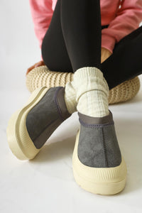 Katelyn – Charcoal Suede-Capped Toe Vegan Fur-Lined Shoe (Women)