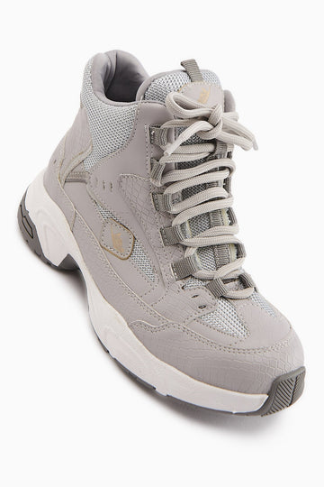 Nency – Gray Lace-Up Sport Boot (Women)