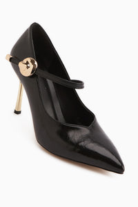 Gisele Black Belted Women’s Heeled Shoes