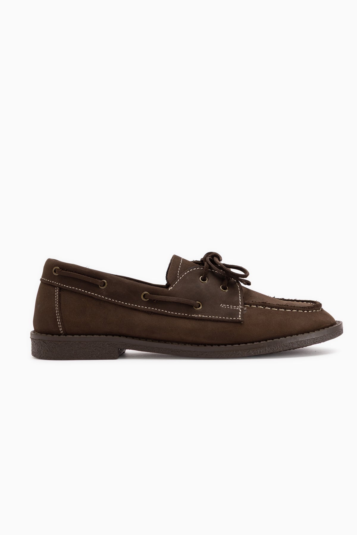 Janica Genuine Leather Brown Lace-Up Women’s Moccasin Shoes