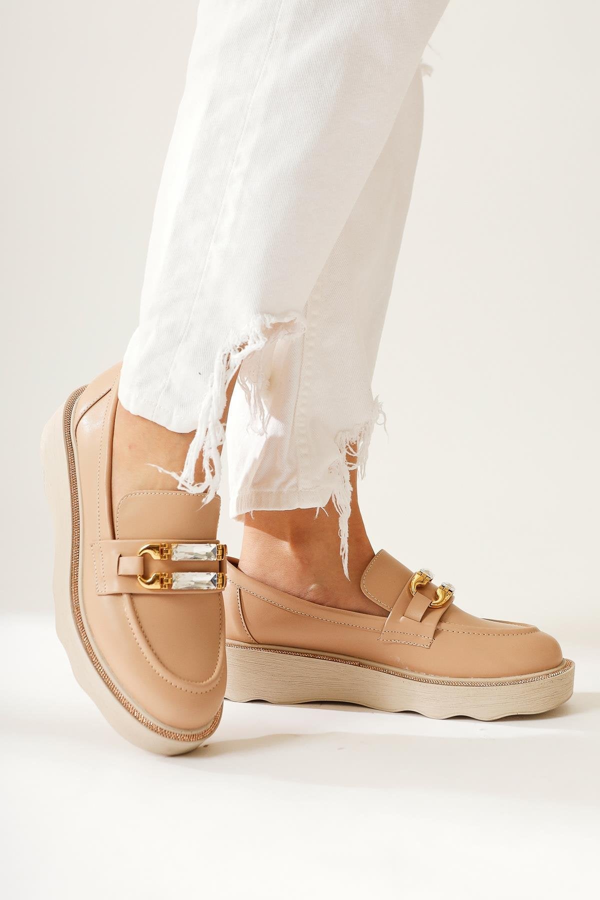 Leane – Nude Stone-Detail Loafer (Women)