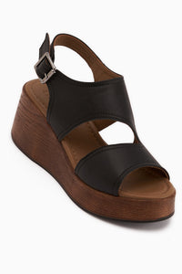 Olea Genuine Leather Black Wedge Women’s Sandal