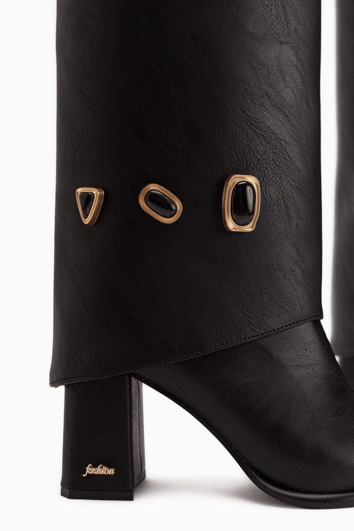 Loretta Black Removable Cuff 2-in-1 Heeled Women’s Boots & Ankle Boots