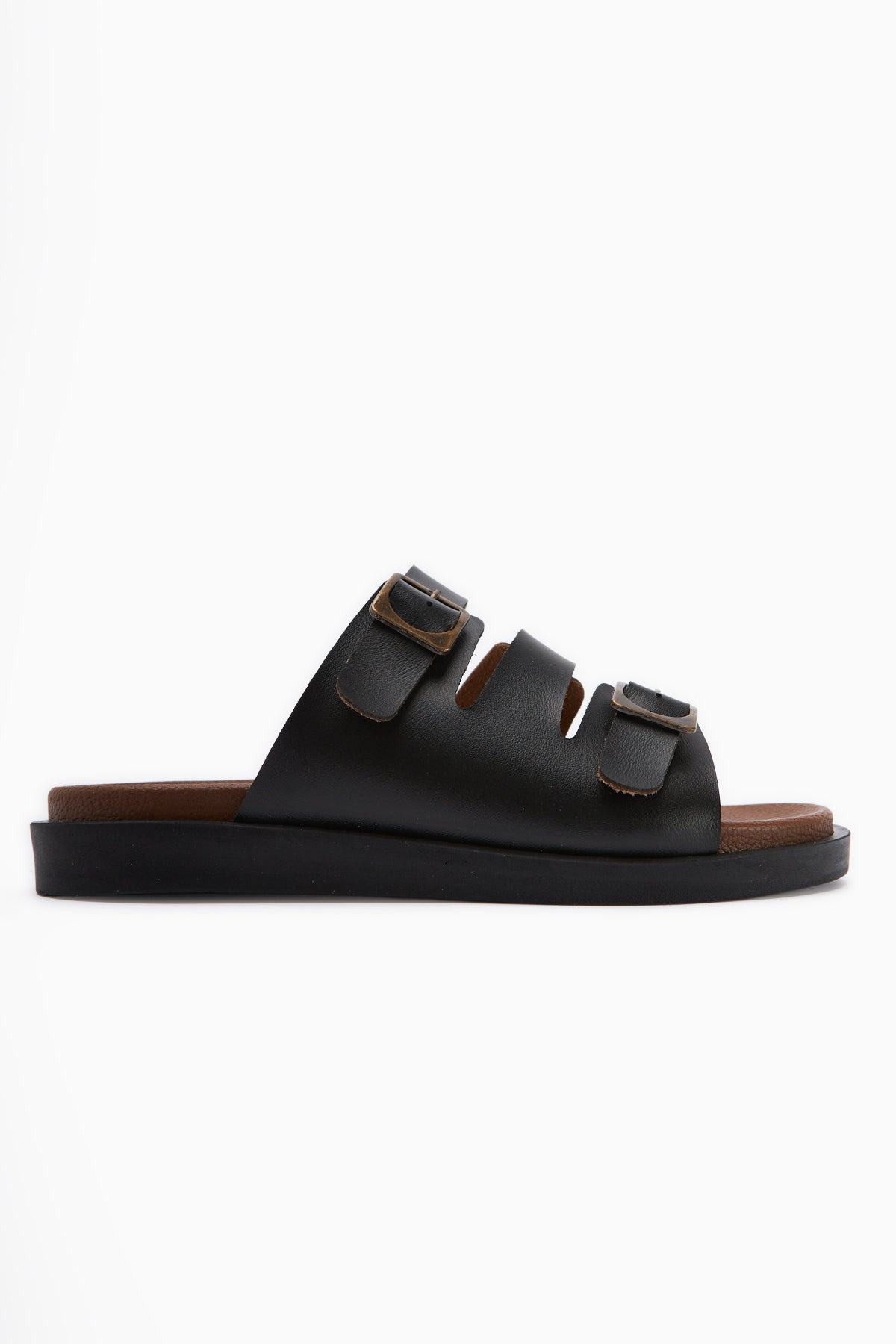 Cosima Black Three-Strap Women’s Slippers