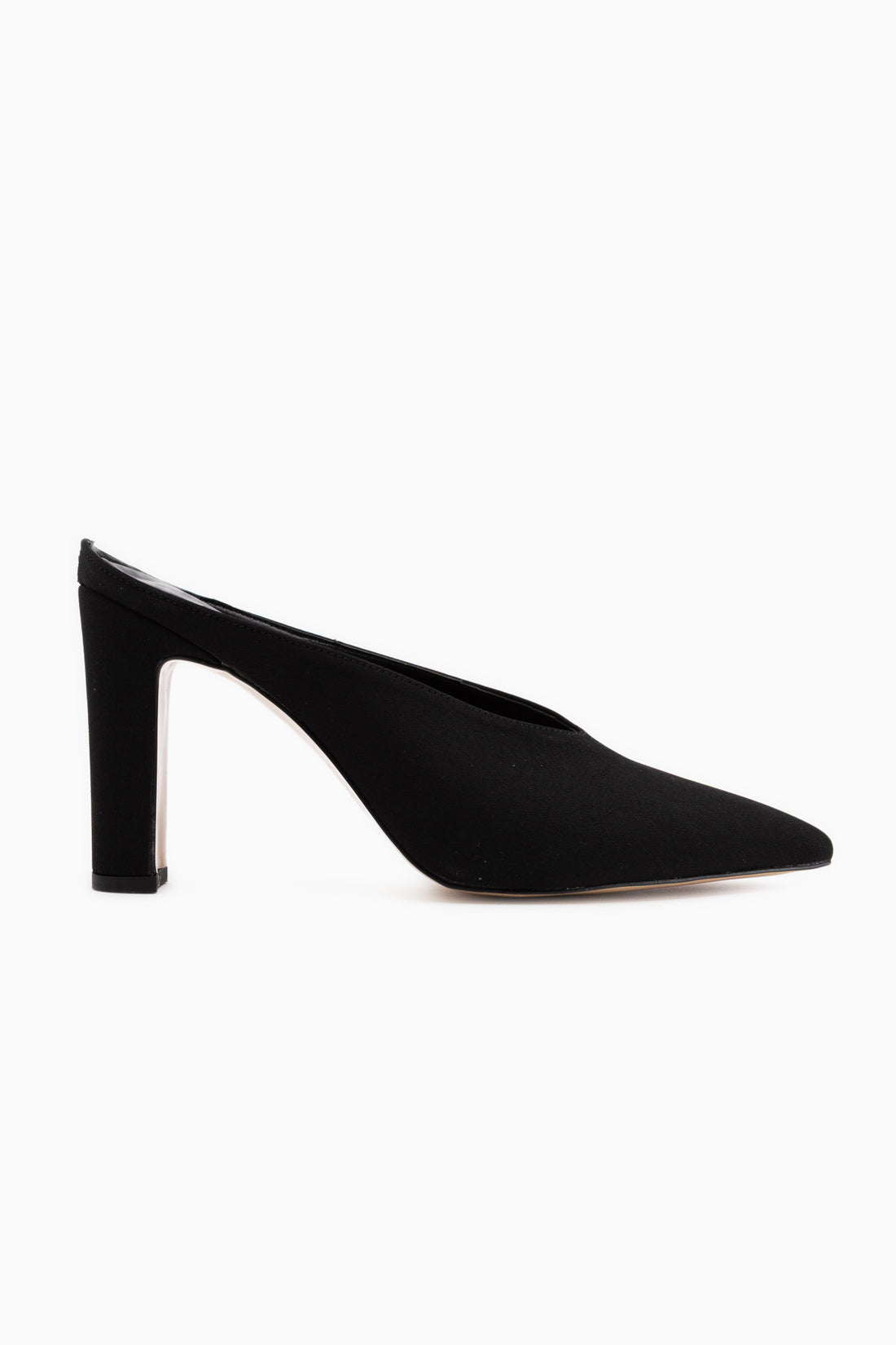 Betti Black Satin Closed Toe Pointed Women’s Heeled Slippers