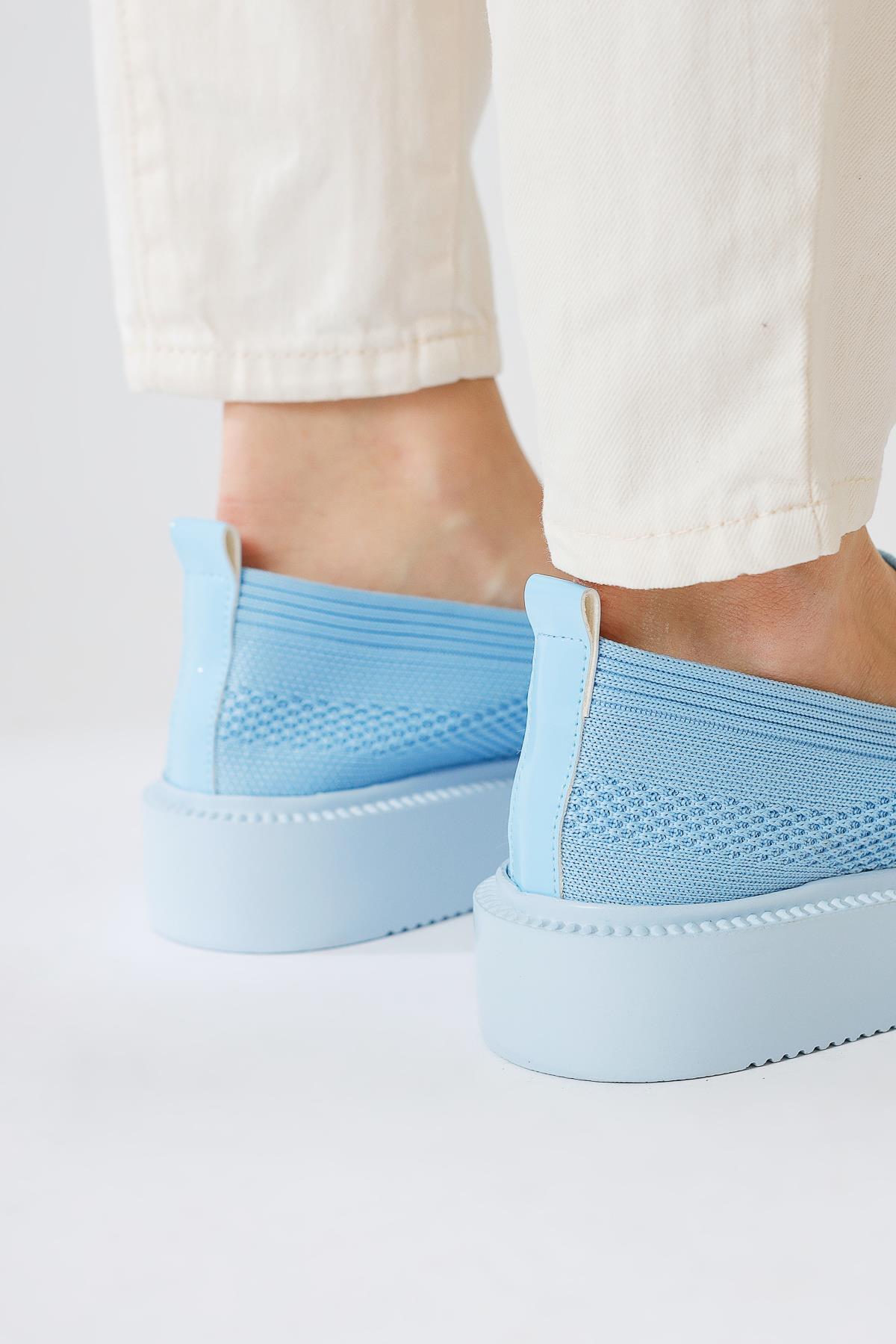 Micka Blue Woven Patent Detailed Stone Strapped Daily Shoes