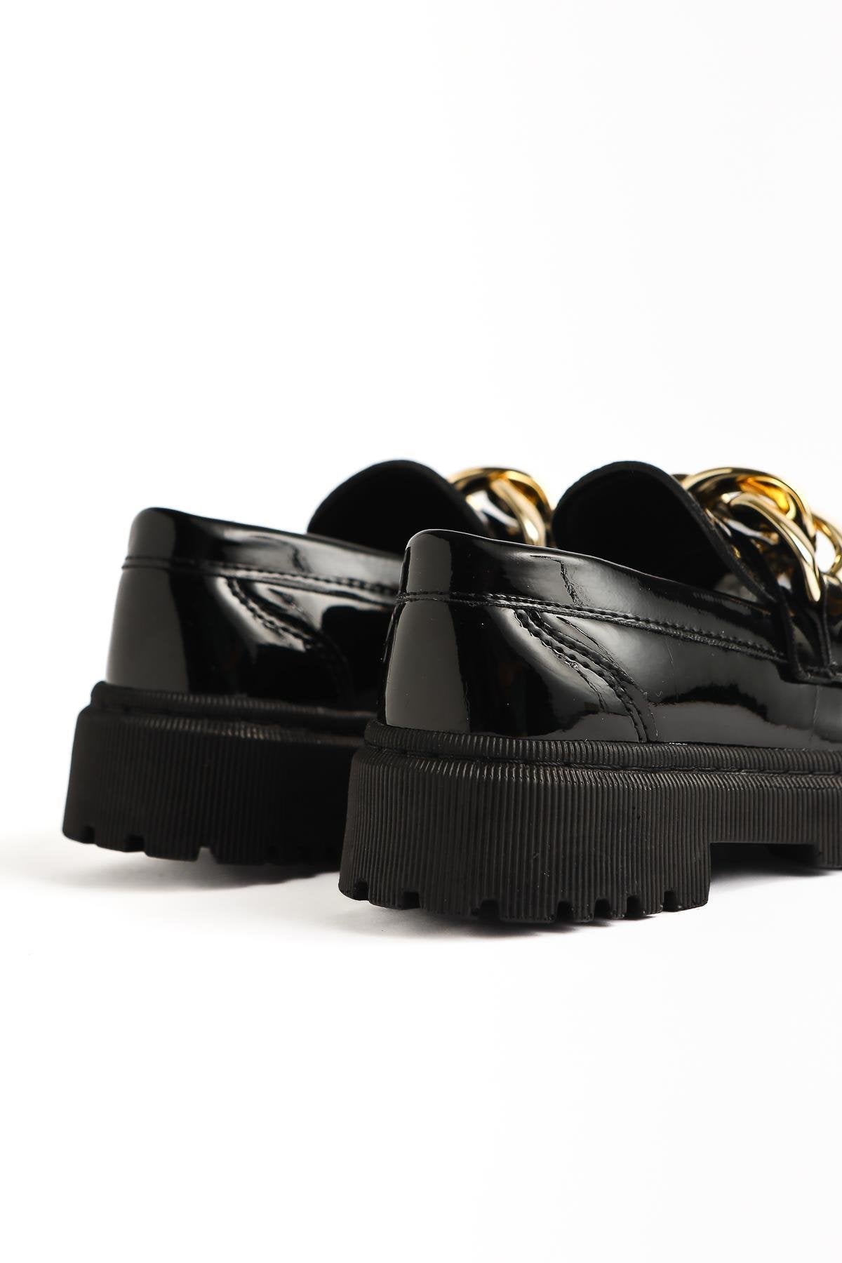 Janine – Black Patent Buckle-Detail Loafer (Kids)