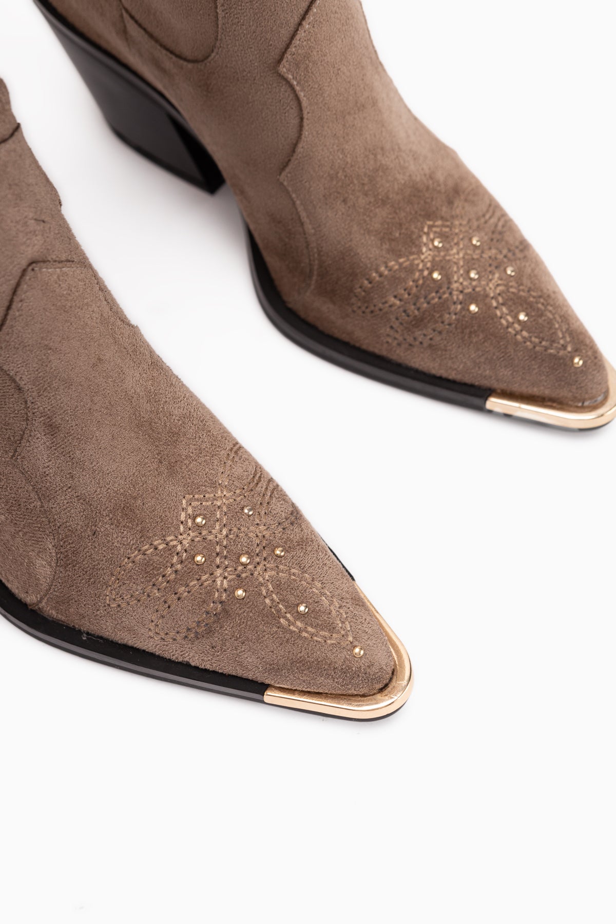 Elnora Beige Suede Embroidered Western Women’s Boots
