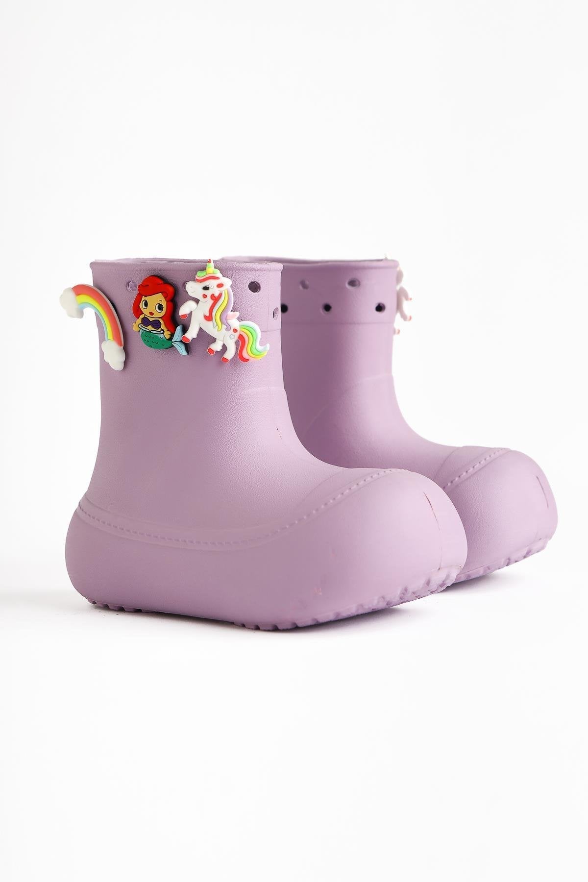 Chris Lilac Pin Detail Waterproof Kids Boot