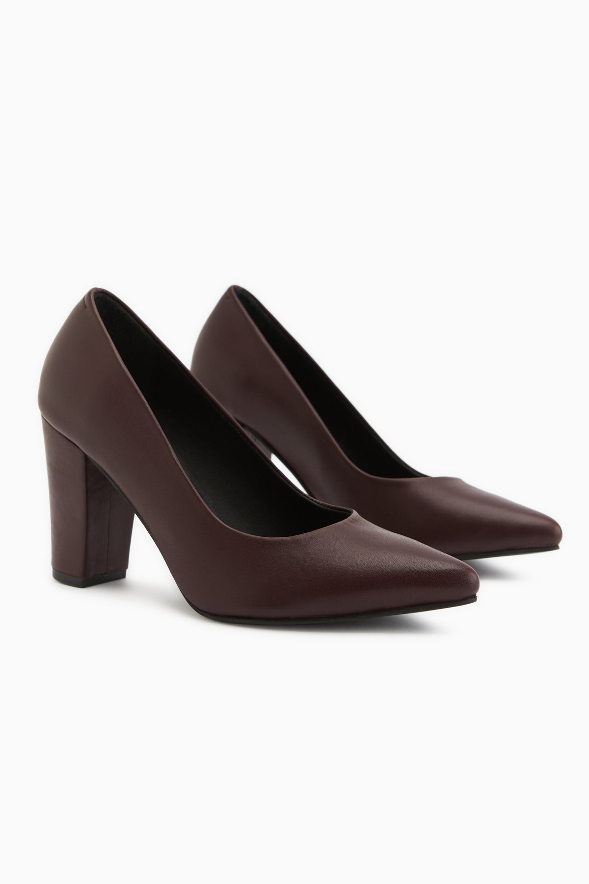 Emily Genuine Leather Burgundy Thick Heeled Women’s Shoes