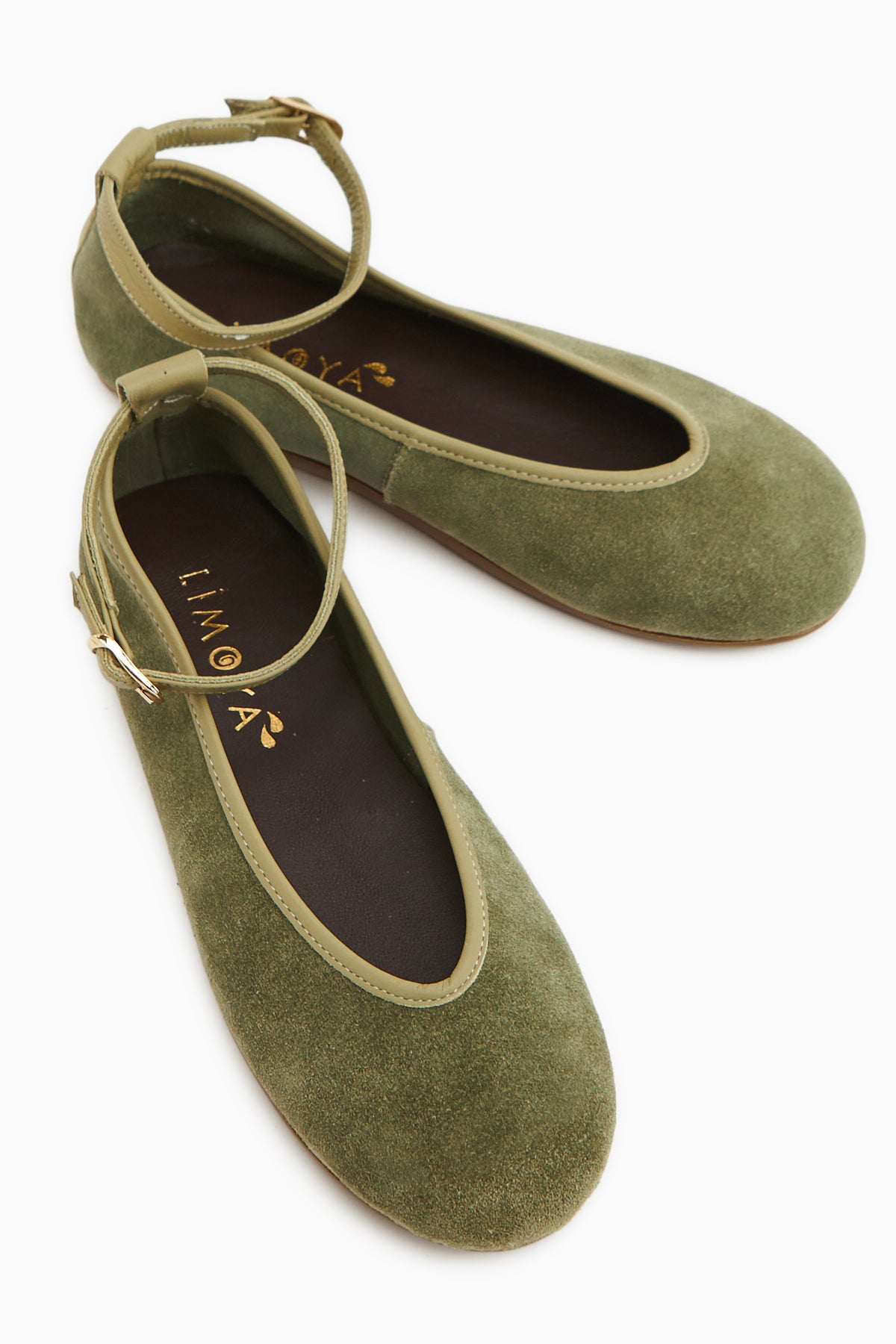 Genuine Leather Haki Suede Belted Women’s Ballet Flats