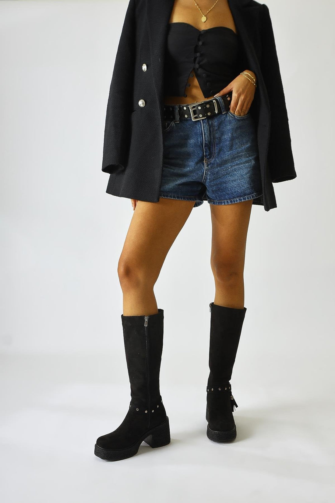 Kenzie Black Suede Ankle Detail Boot