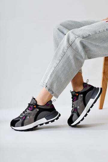 Siska Black Suede Lace-Up High-Platform Sneakers