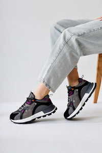 Siska Black Suede Lace-Up High-Platform Sneakers