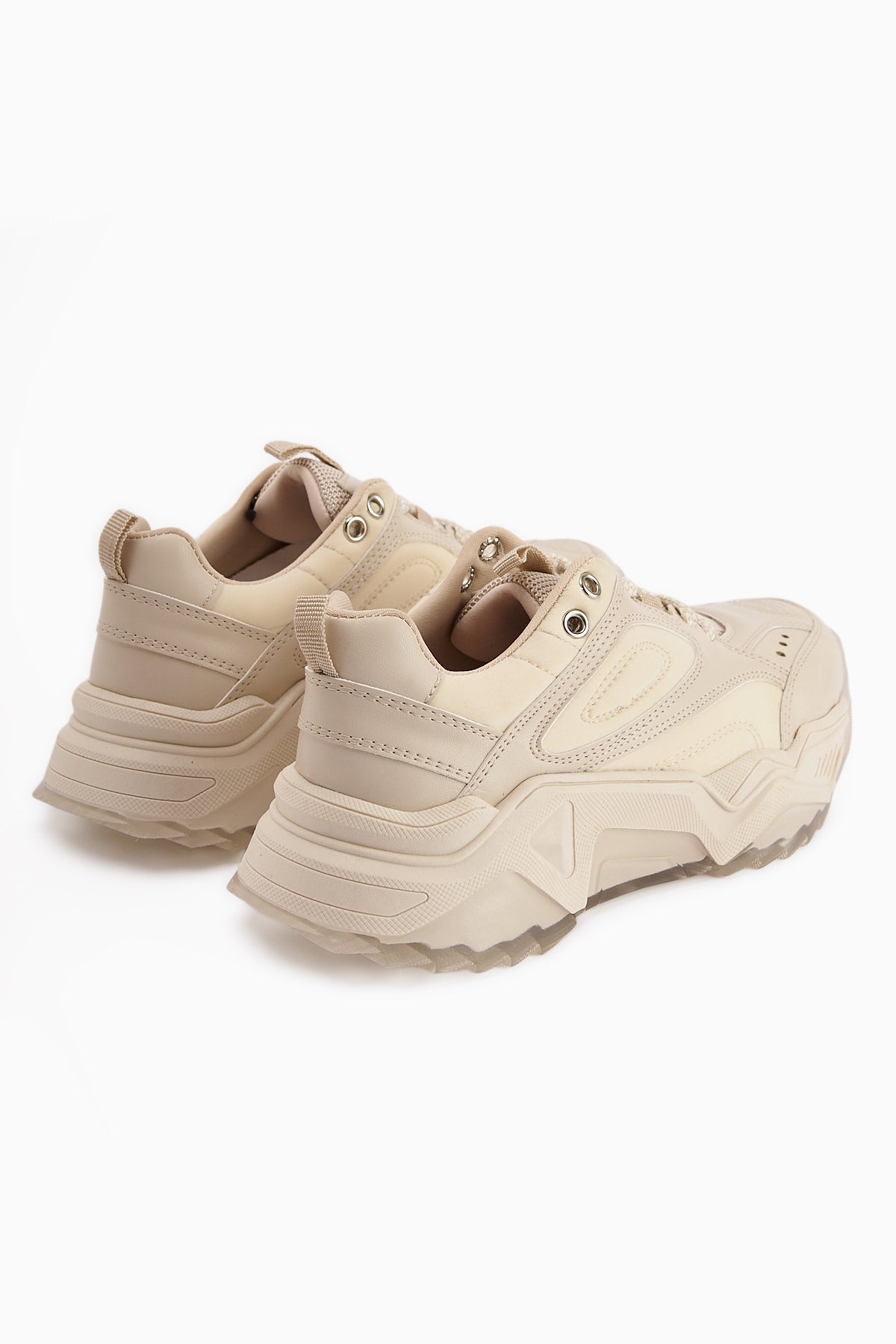 Erla Beige Chunky Sole Lace-Up Women's Sneakers