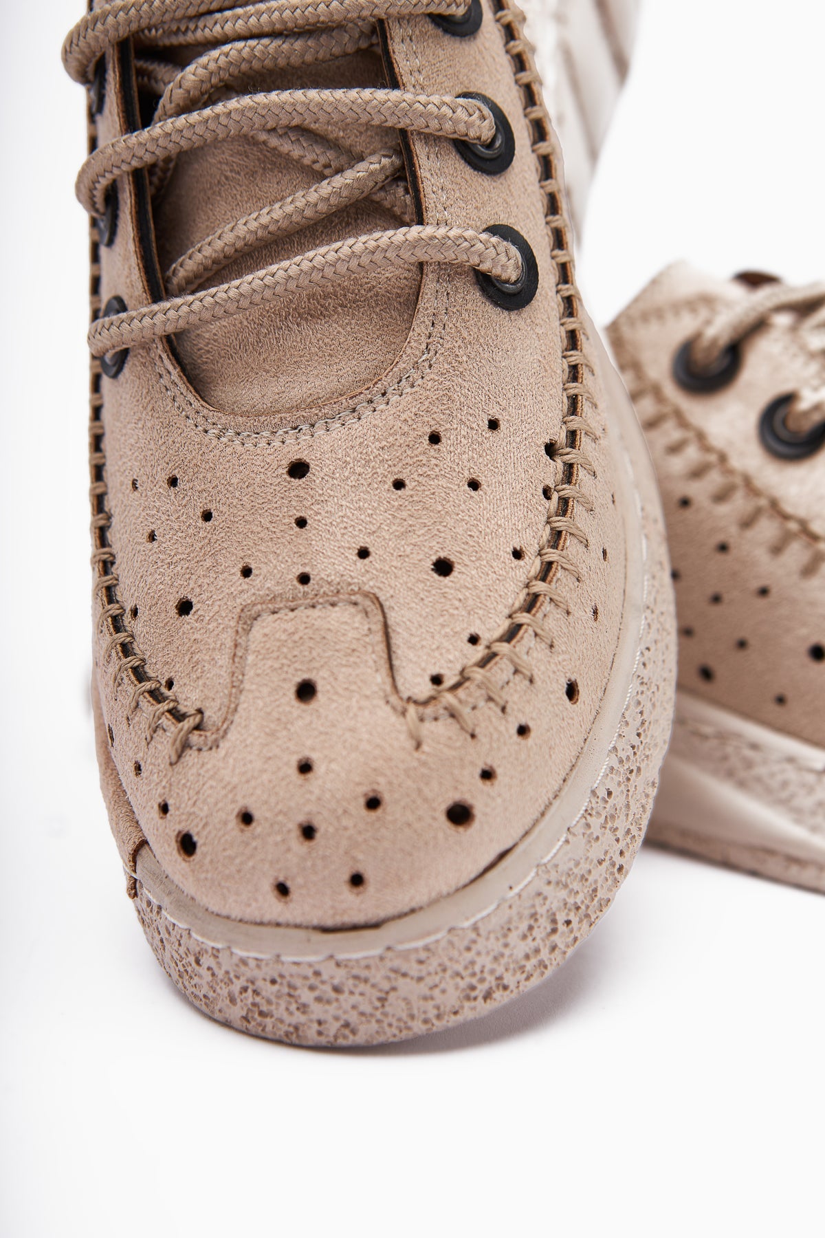 Juli – Beige Suede Lace-Up Casual Shoe (Women)