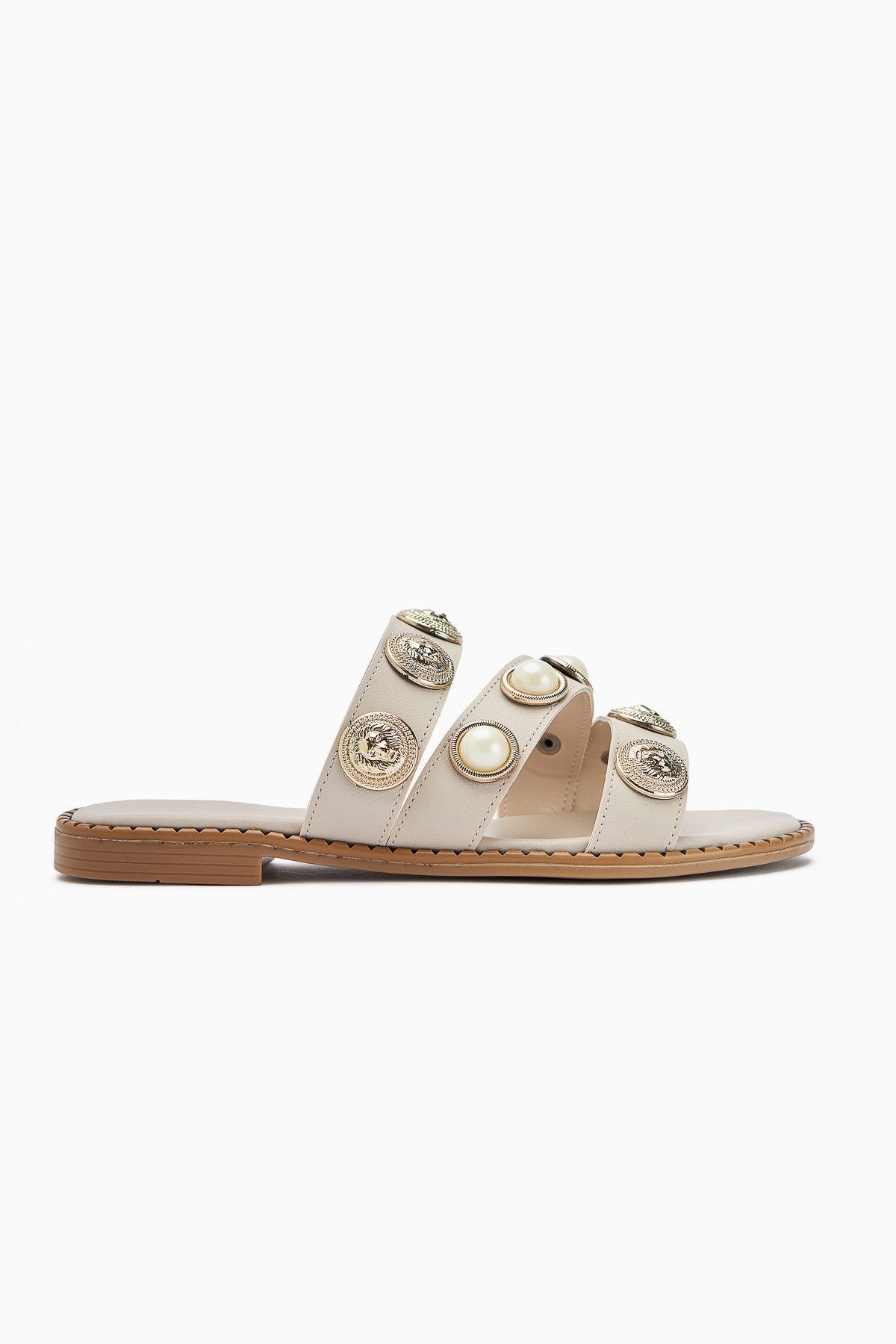 Renaz Nude Pearl Flat Women's Slipper
