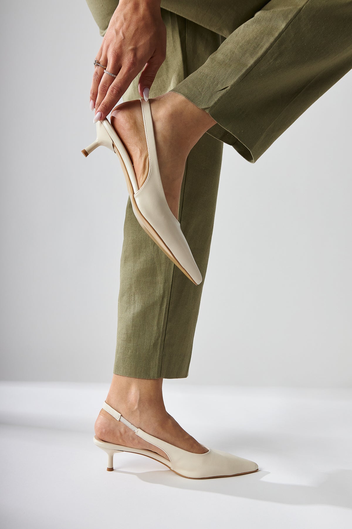 Sanni Beige Pointed Toe Women’s Heeled Sandal
