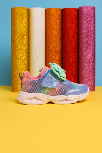 Gaia Blue Kids' Sport Shoes with Bow Detail and Light-Up Features