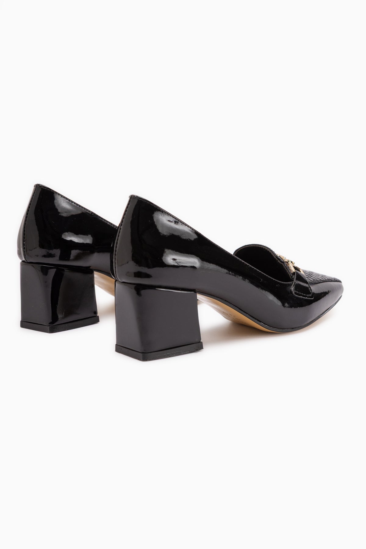 Marjan Black Patent Buckled Women’s Heeled Shoes