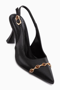 Raina Black Stone Detailed Women’s Heeled Shoes